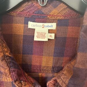 Men's Casual Plaid Shirt - Purple and Orange